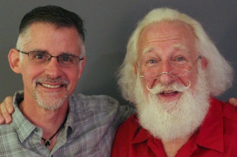 caption: Adam Roseman, 52, and Rick Rosenthal, 66, pose after their StoryCorps interview in Atlanta.