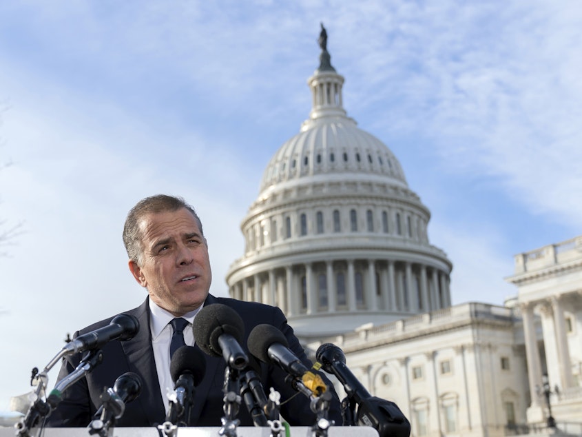 caption: Hunter Biden, son of President Biden, says he is willing to appear before an open hearing of the House Oversight Committee but did not appear at a scheduled closed-door session.