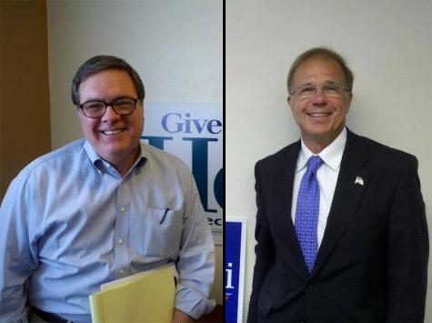 caption: Democrat Denny Heck (left) and Republican Dick Muri.