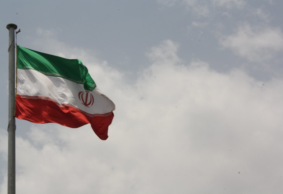 caption: The Iranian flag.