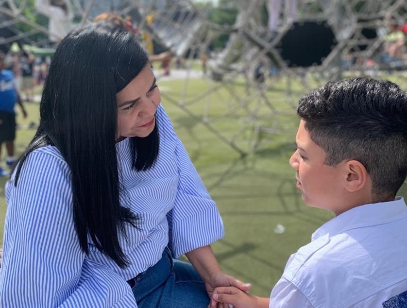 caption: Maria Barrios and her son, who began treatment for anxiety at Seattle Children's Hospital at age 6. He's now 10.