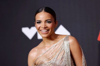 caption: Actress Leslie Grace at the MTV Video Music Awards in Sept. 2021. Grace filmed the title role in <em>Batgirl</em> — which the studio has permanently shelved.