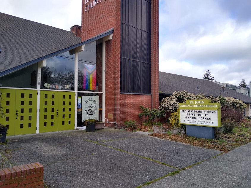 caption: St. John United Lutheran Church is located in the Phinney Ridge neighborhood of Seattle.