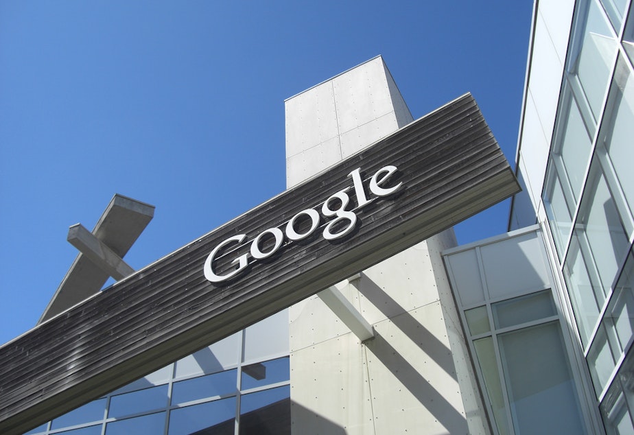 caption: Google's headquarters in Mountain View, CA