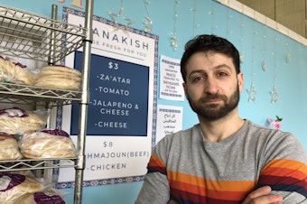 caption: Nechirvan Zebari, owner of Alida's Bakery in Everett, specializes in Middle Eastern breads. 