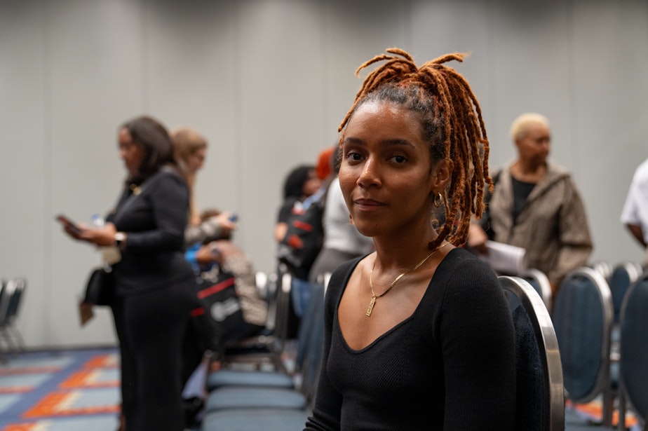 caption: Jasia Gooden at the Congressional Black Caucus' annual legislative conference in 2023.