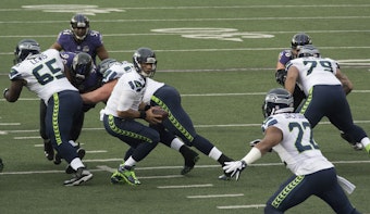 caption: Seattle Seahawks play at the Baltimor Ravens on Dec. 13, 2015.
