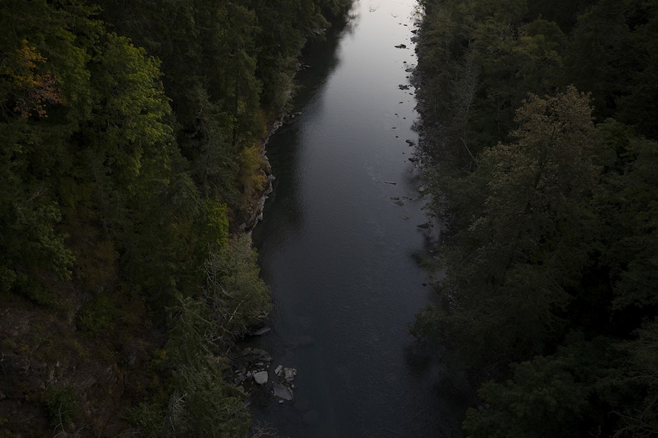 caption: The Elwha River is shown on Wednesday, September 4, 2019, near Port Angeles.