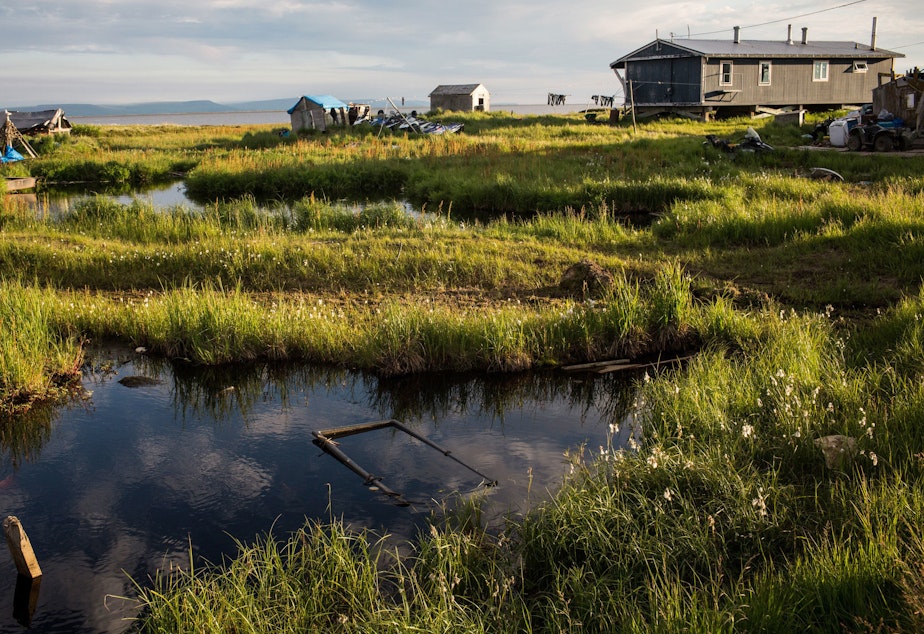 Rising temperatures in Alaska are melting permafrost, widening rivers and eroding homes in the remote village of Newtok, where about a third of residents relocated to higher ground last year.