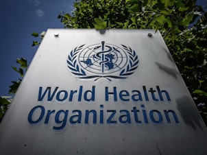 caption: The World Health Organization in Geneva has faced criticism from President Trump over its handling of the pandemic.