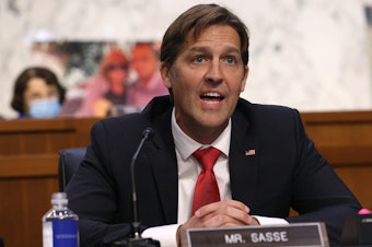 caption: Sen. Ben Sasse, R-Neb., speaks during the Senate Judiciary Committee hearing for Amy Coney Barrett's Supreme Court nomination on Monday.