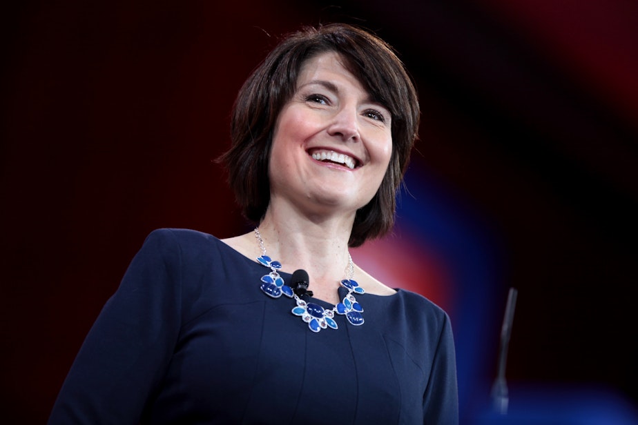 caption: McMorris Rodgers speaking at the 2015 Conservative Political Action Conference (CPAC) in Washington, D.C.