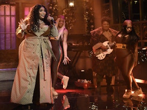 Lizzo performs on Saturday Night Live on Saturday, Dec. 21, 2019.
