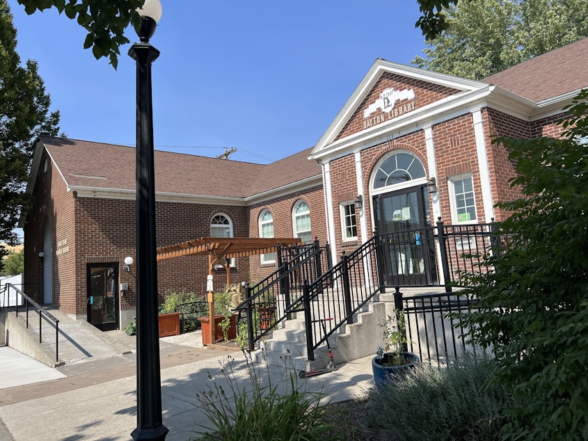 caption: On Nov. 7, some voters will decide whether to dissolve the Columbia County Library in Dayton, Washington. If they choose to do so, librarians said it would be the first time in the country that a library is dissolved following a book challenge. Everything in the building would go to the State Library, and the building would return to the City of Dayton.
