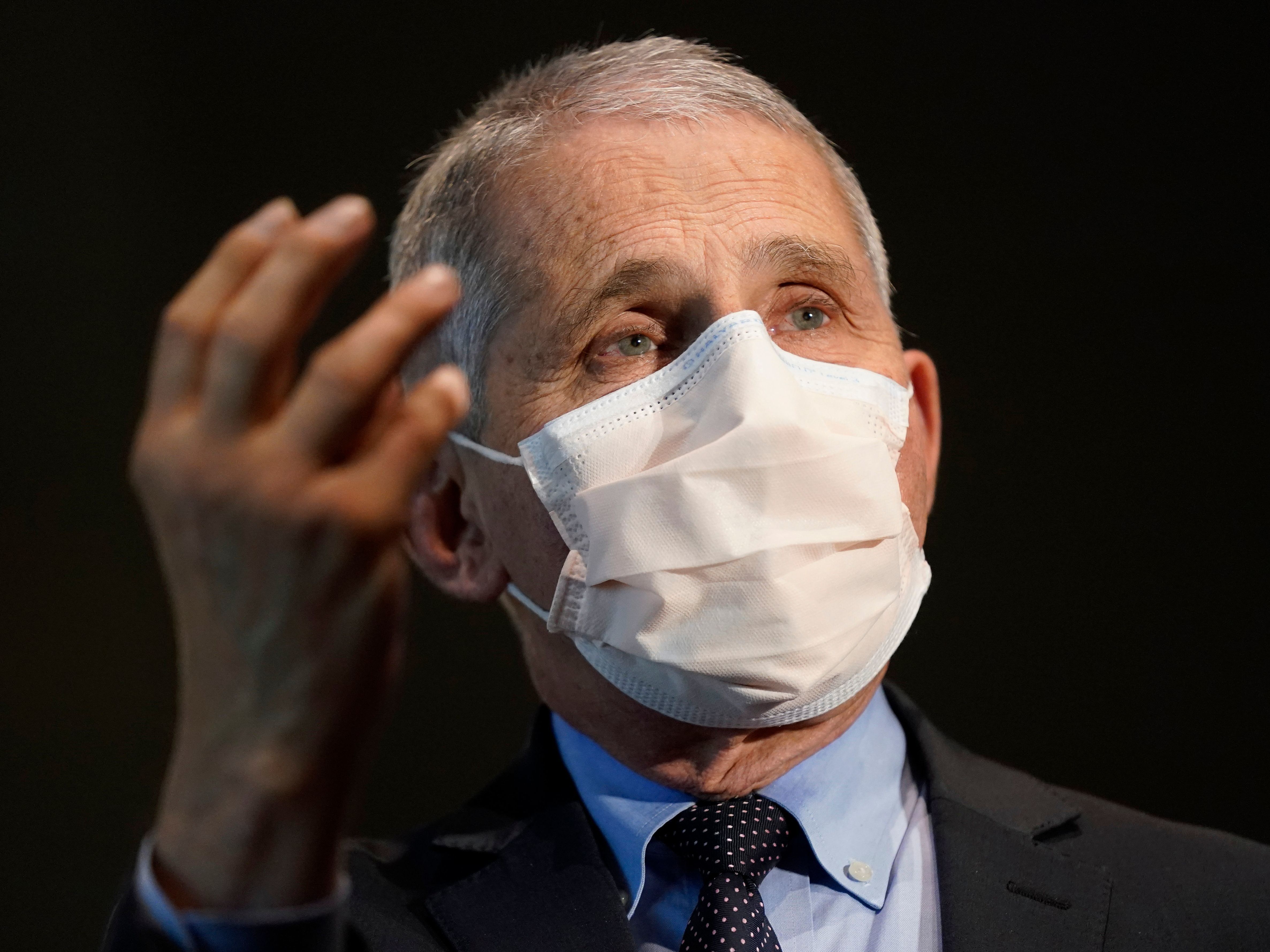 caption: Dr. Anthony Fauci, director of the National Institute of Allergy and Infectious Diseases, said that changes in vaccine distribution could be necessary depending on what happens in the next few weeks.