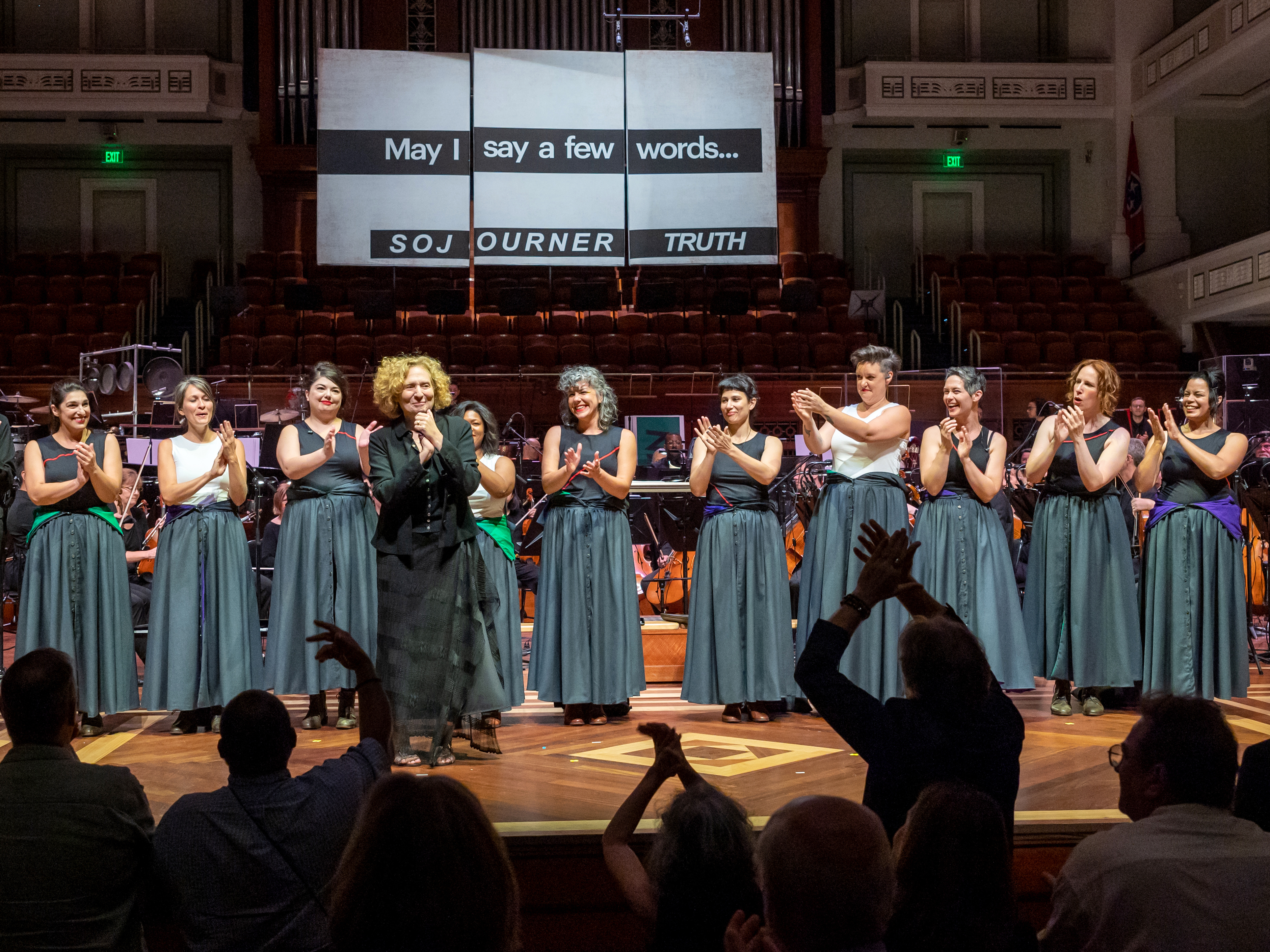 caption: Composer Julia Wolfe at the Nashville Symphony Orchestra's world premiere of her piece <em>Her Story</em> on Sept. 15, 2022.