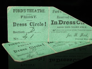 caption: An auction house sold two tickets to the play at Ford's Theatre from the night that Abraham Lincoln was assassinated.
