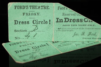 caption: An auction house sold two tickets to the play at Ford's Theatre from the night that Abraham Lincoln was assassinated.