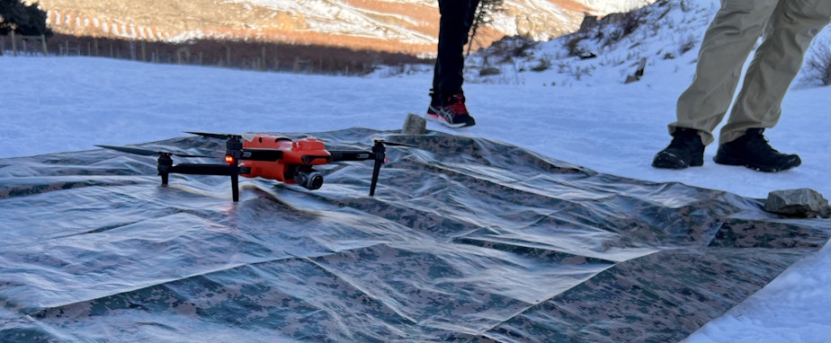 caption: Special forces fighters used the snowy hillsides of Washington's Methow Valley to hone their drone piloting skills. For Dakota Mendenhall, landing the drone was the best part. "It's a culmination of all the skills that you learn," he said. "You have to be a lot more gentle on the sticks."