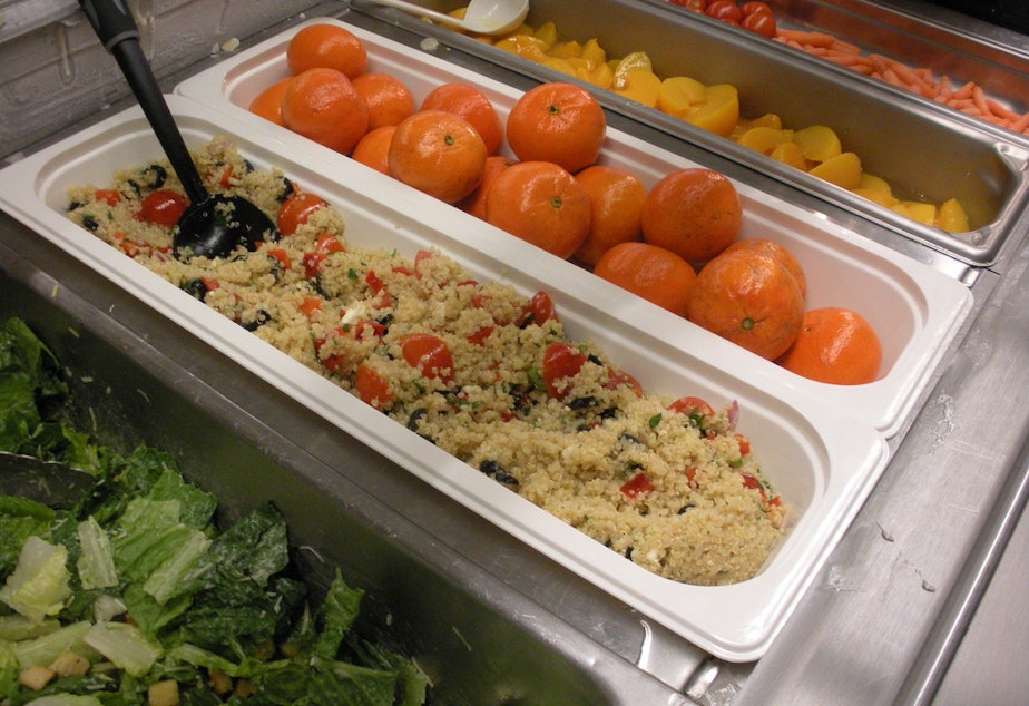 caption:  Mediterranean Quinoa Salad. Bellingham Public School district is a finalist in the Recipes for Healthy Kids competition.