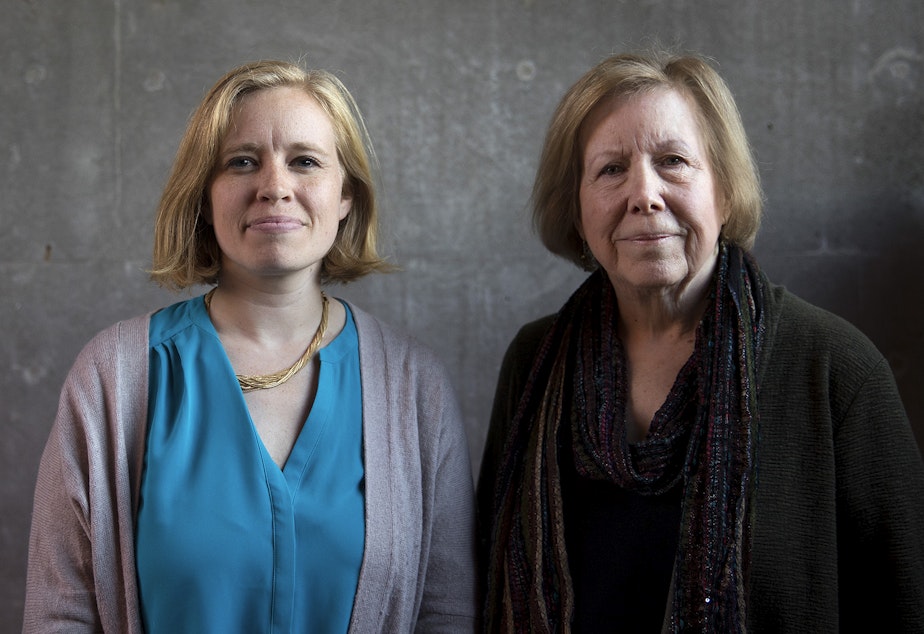 caption: Candidate for King County Council in the 4th district, Abigail Doerr, left, and King County councilmember Jeanne Kohl-Welles, right, stand for a portrait on Monday, October 28, 2019, in Seattle.