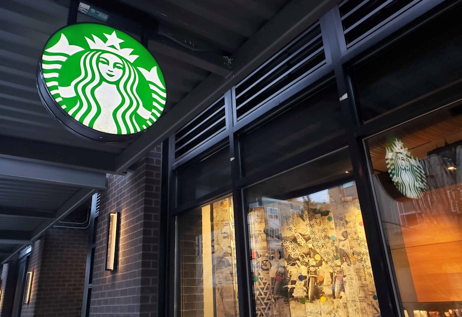 caption: The Broadway and Denny Starbucks store in Seattle's Capitol Hill neighborhood was the first in the city to join the union Starbucks Workers United