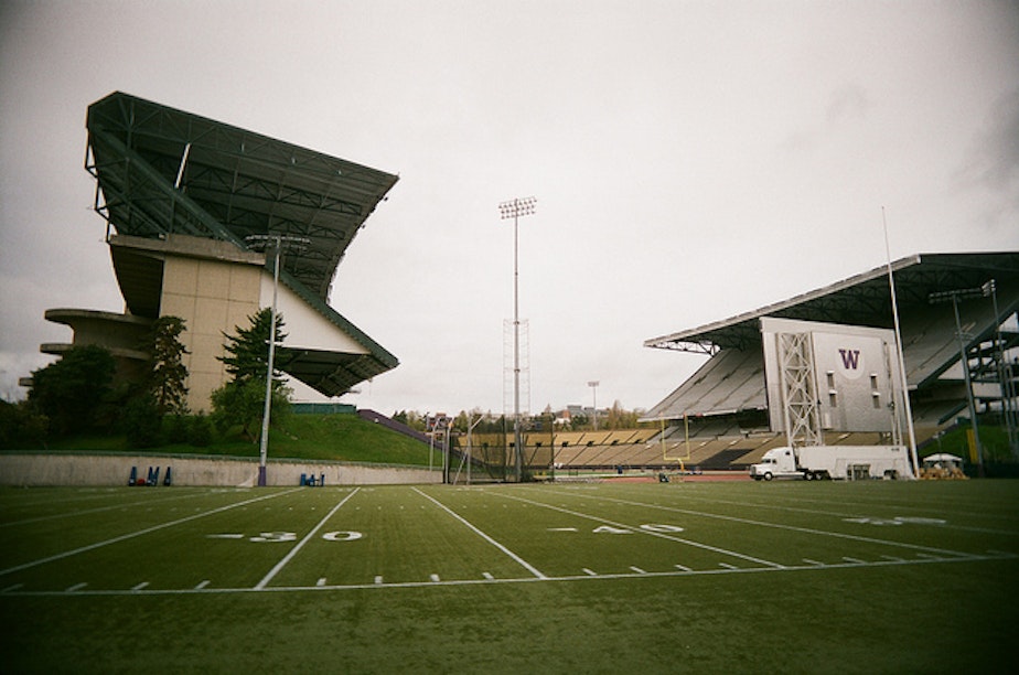 caption: The Husky Stadium before its recent rennovation.