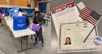 caption: Colombian born Natalia Pappe cast her vote the same day she becomes a U.S citizen at Bellevue College.