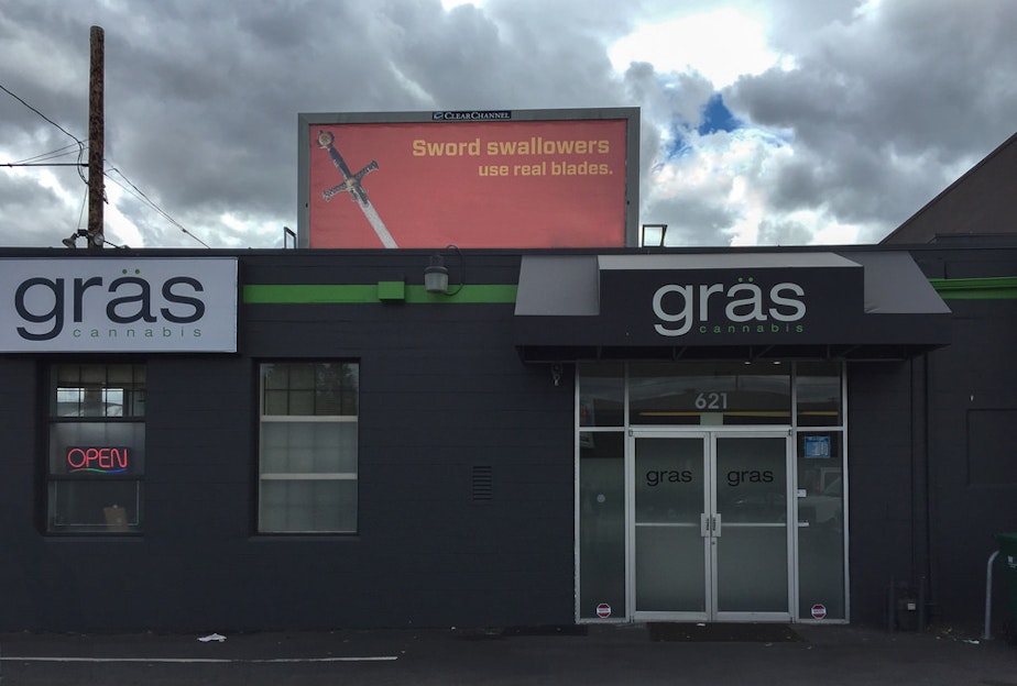 caption: Gras Cannabis in Portland, Oregon.