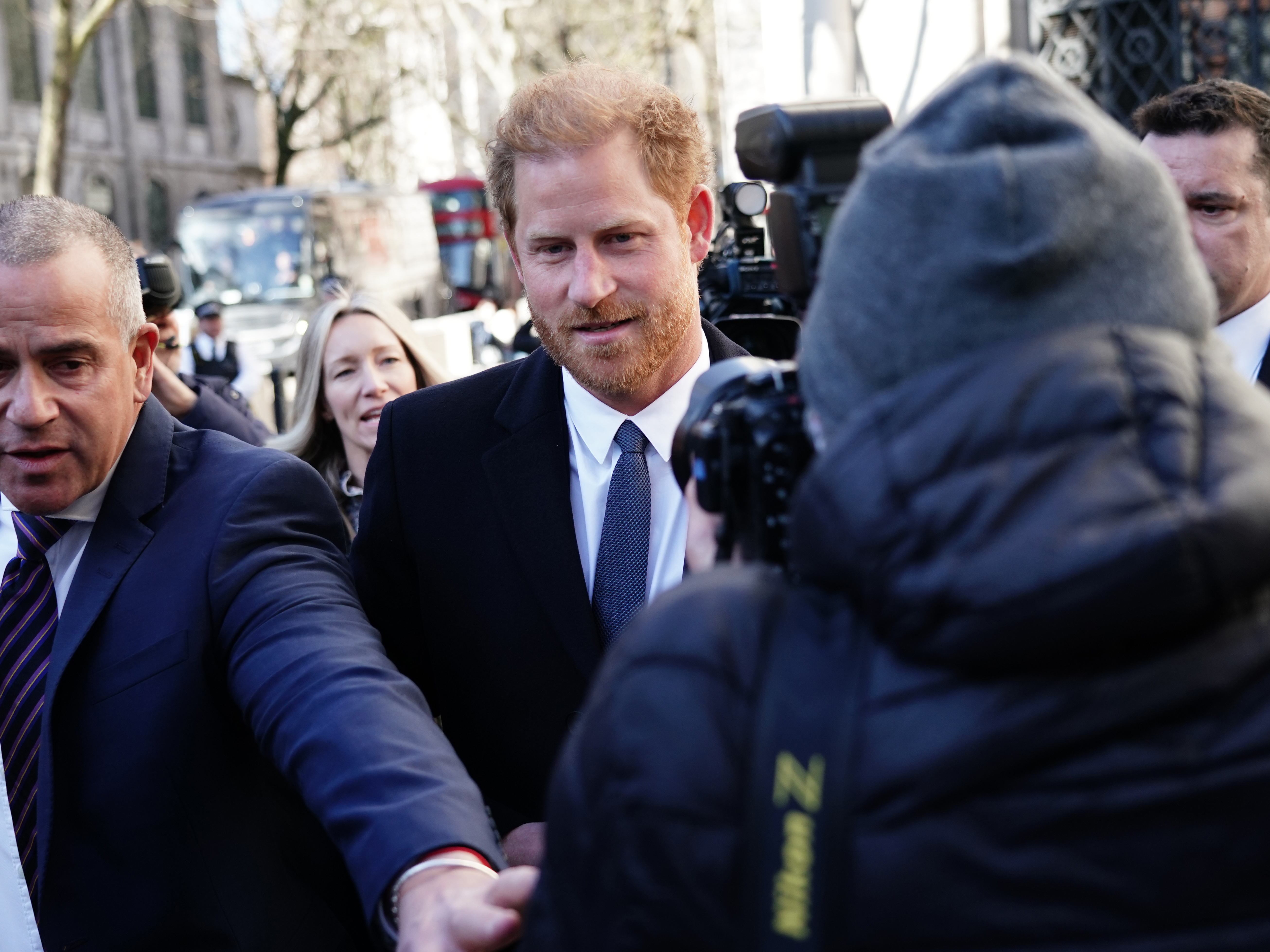 caption: The Duke of Sussex arrives at the Royal Courts Of Justice, central London, ahead of a hearing on Monday.