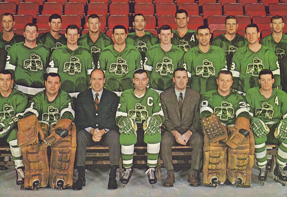 caption: A Seattle Totems team picture from the 1968-69 season.