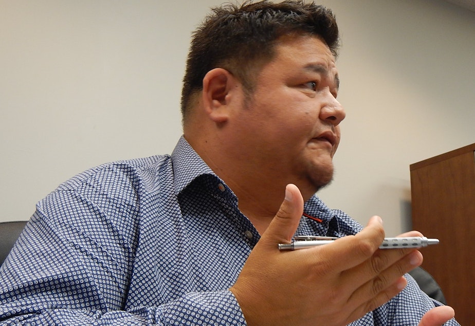 caption: Brad Angasan of the Alaska Peninsula Corporation in Anchorage