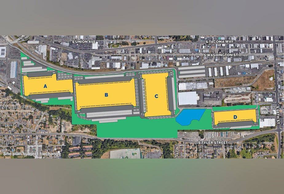 caption: Bridge Point Tacoma warehouse development