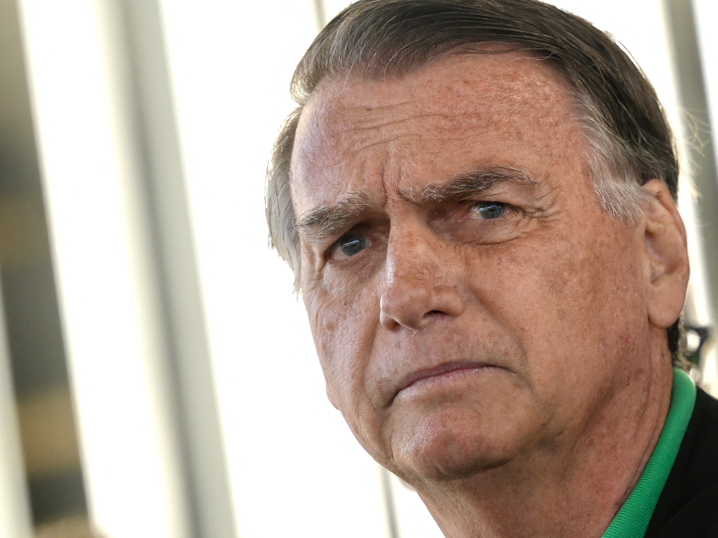 caption: Former Brazilian President Jair Bolsonaro in Brasília on July 17.