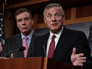 caption: The report from the Senate intelligence committee — run by Chairman Sen. Richard Burr (right), R-N.C., and Vice Chairman Sen. Mark Warner, D-Va. — includes recommendations for future election security.