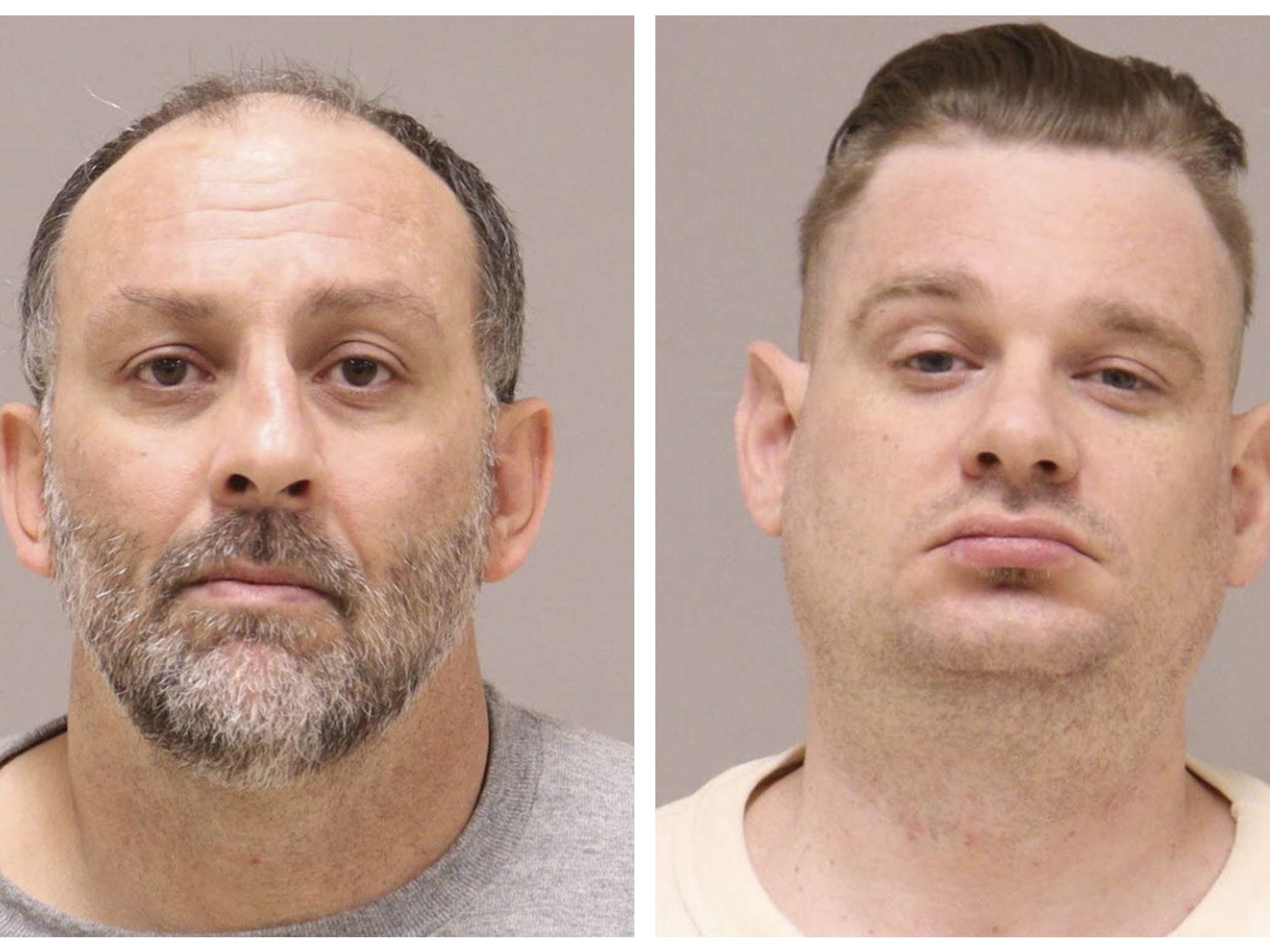 caption: This combo of images provided by the Kent County, Mich., jail shows Barry Croft Jr., left, and Adam Fox.