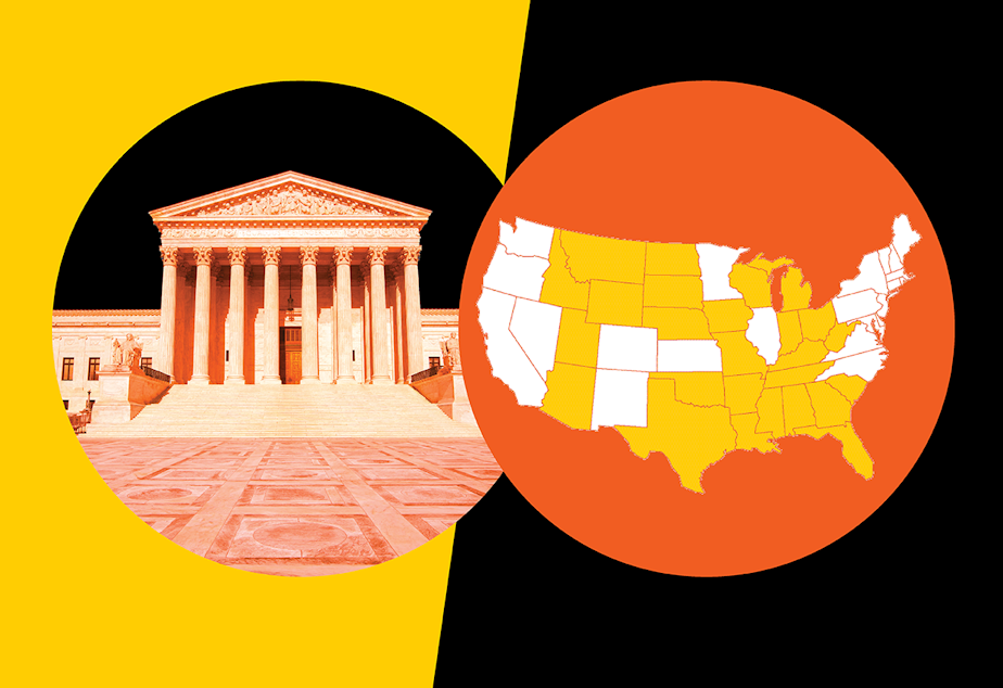 caption: Guttmacher Institute Scotus and Abortion access image.