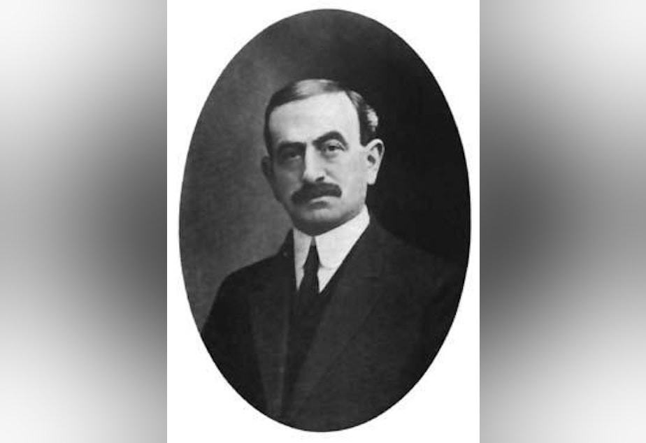 caption: William Bremer (1863-1910) immigrated to America from Germany as a young man, and settled in Seattle. When he heard the U.S. Government would be buying up land for a shipyard on the western side of Puget Sound, Bremer jumped at the opportunity.