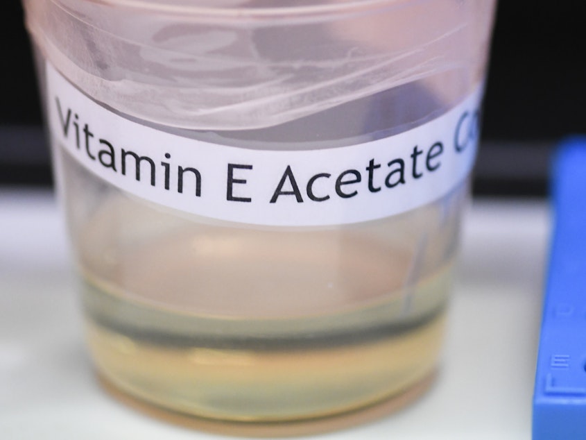 caption: The Centers for Disease Control and Prevention in Atlanta said Friday that fluid extracted from the lungs of 29 injured patients who vaped all contained the chemical compound vitamin E acetate.