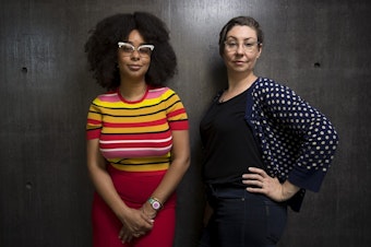 caption: Eula Scott Bynoe and Jeannie Yandel are co-hosts of Battle Tactics For Your Sexist Workplace.