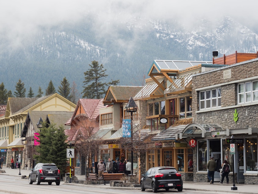 caption: A Kentucky man faces stiff consequences after being charged with breaking Canada's Quarantine Act in Banff, Alberta, in June. The town of Banff is seen here in April 2017.