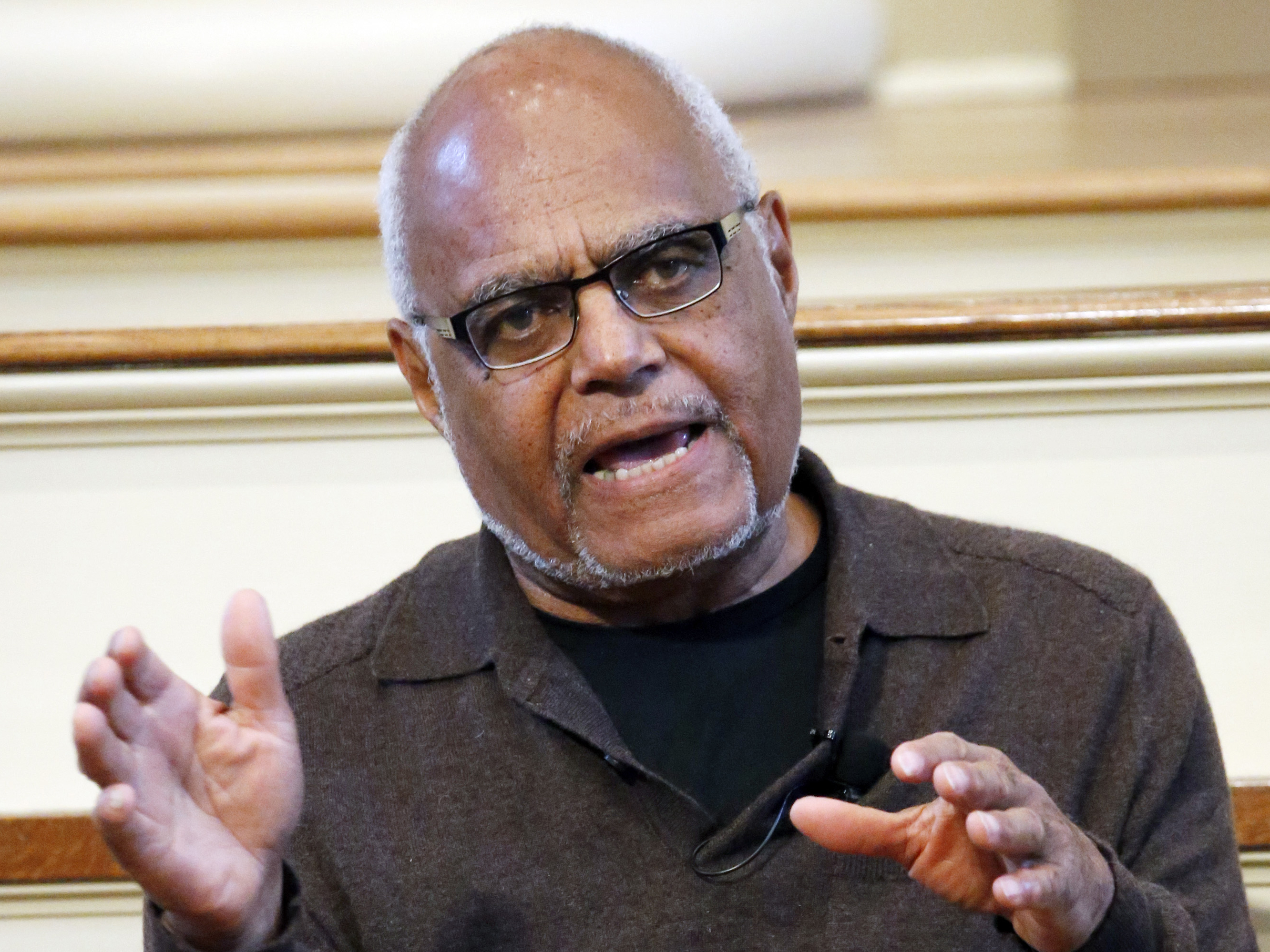 caption: Robert "Bob" Moses, who was an organizer for the Student Non-Violent Coordinating Committee (SNCC)  questions about Freedom Summer in 1964, during a national youth summit hosted by the Smithsonian in Jackson, Miss.