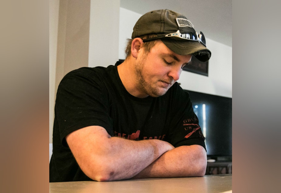 caption: Jeff Lynch survived catastrophic injuries from his two deployments to Iraq, but they left him unable to have children naturally.