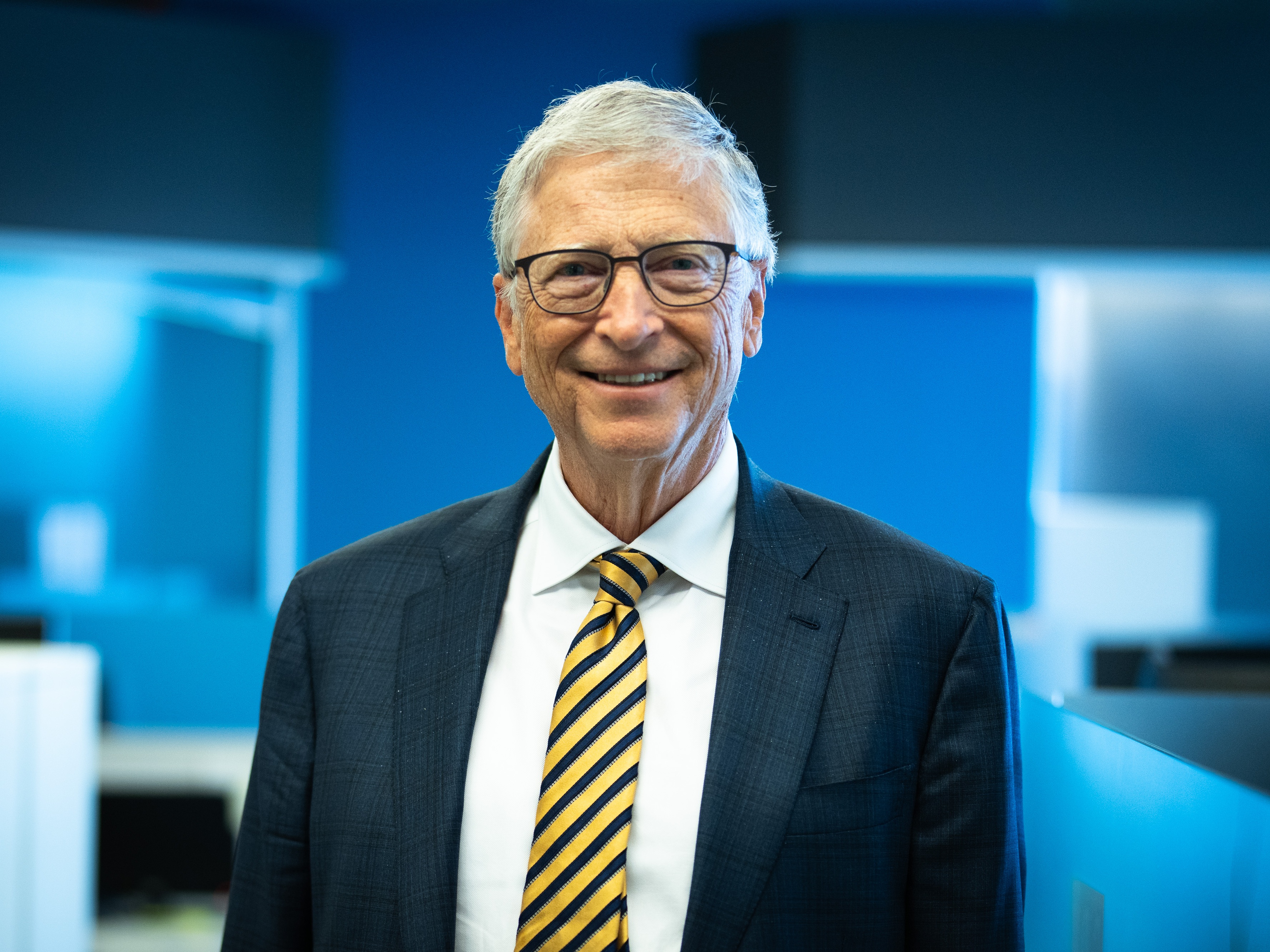 caption: Bill Gate poses for a portrait at NPR headquarters in Washington, D.C., June 13, 2024.