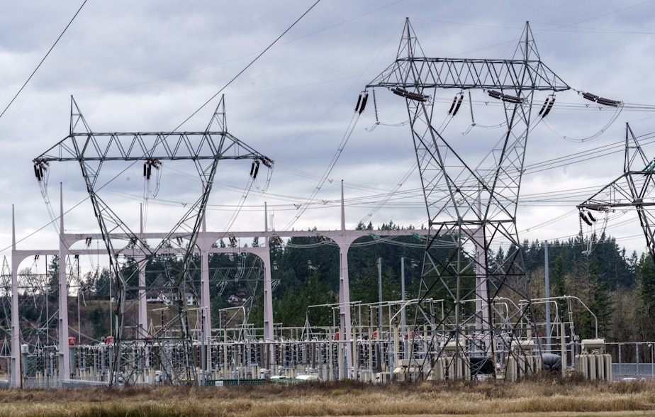 caption: This Bonneville Power Administration substation, photographed Jan. 5 near Eagle Creek, Oregon, was one of two Clackamas County electrical sites attacked in late November 2022.