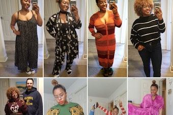 caption: Ishea Brown shares a few of her Covid-19 work-from-home styles. 