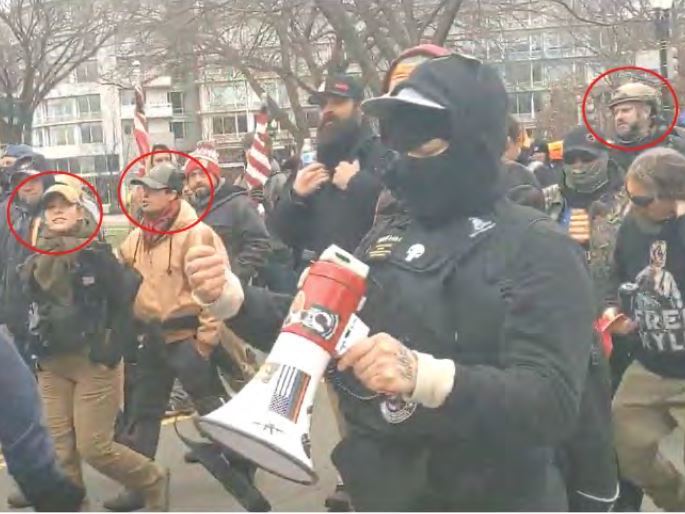 caption: The FBI says it has identified five people arrested on Thursday as being part of a Proud Boys group that participated in the Capitol Riot.