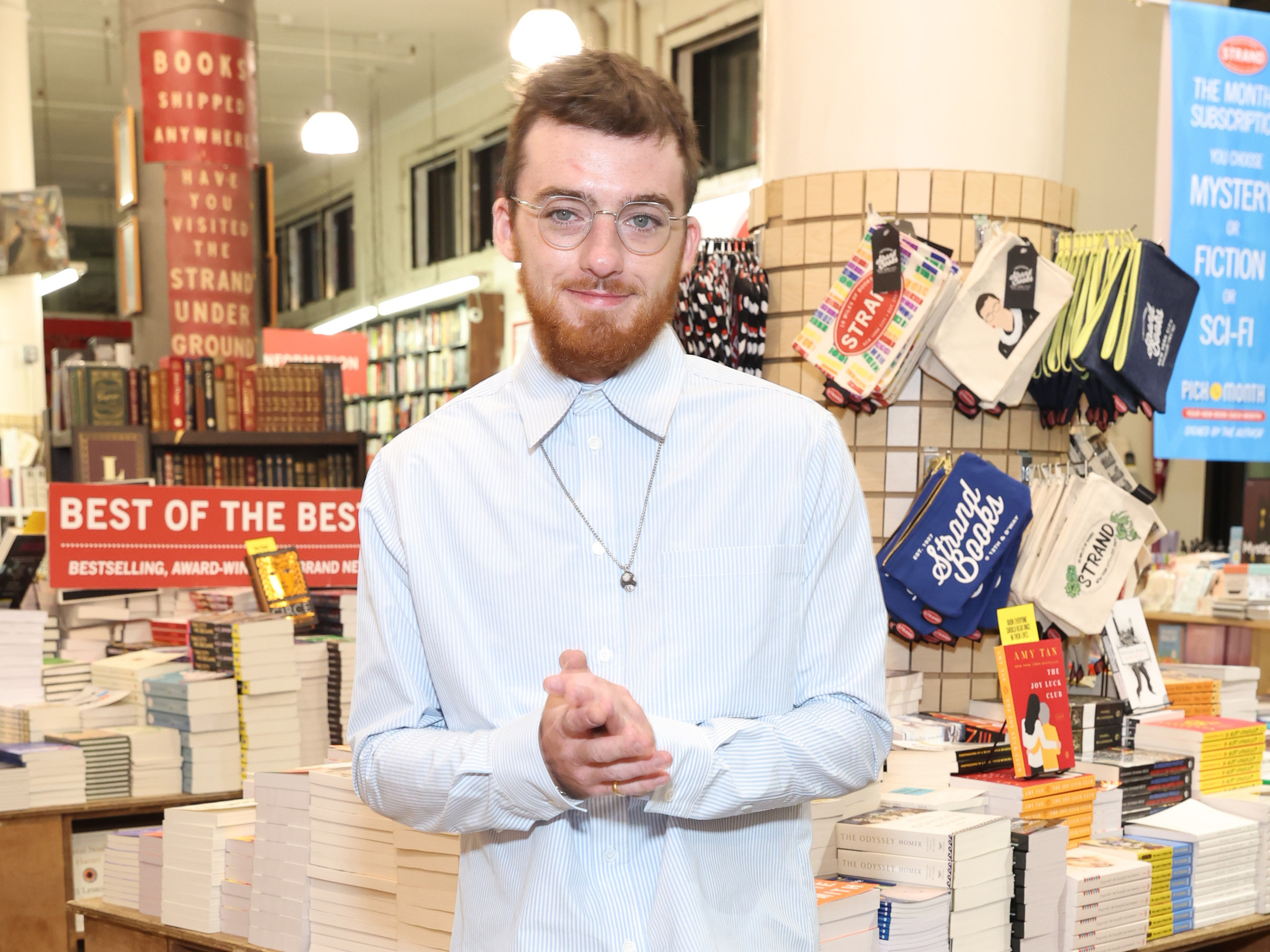 caption: Angus Cloud made a deep impression on viewers and his fellow actors, in a TV and film career that was still rising. He's seen here last fall, attending a dinner at the Strand Bookstore in New York City.