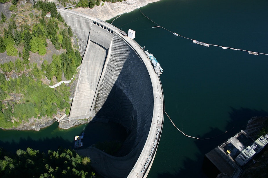 caption: Ross Dam on the Skagit River is one of Seattle City Light's major power generation sites.
