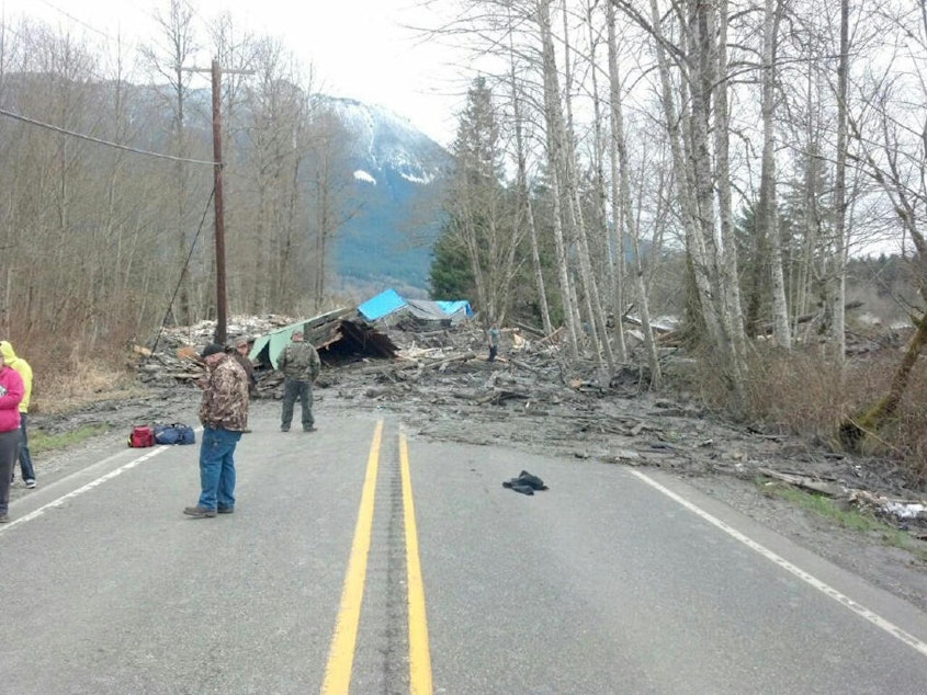 caption: State Route 530 has been blocked since the Oso mudslide on March 22.